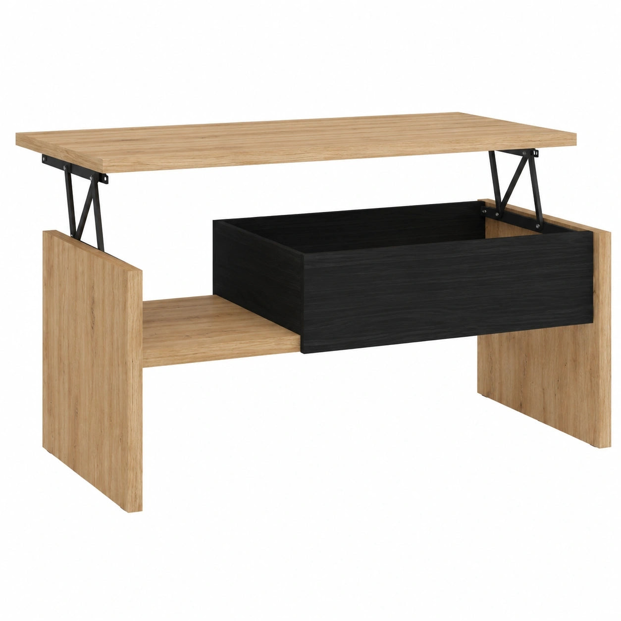 table-basse-relevable-moderne-pour-salle-a-manger-chene-et-noir-rqmfb11826wr